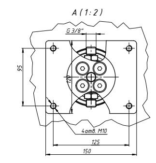 Размеры гидравлического барабана БГ02.17 и варианты крепления