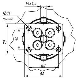 Размеры гидравлического барабана БГ04.14 и вариант крепления